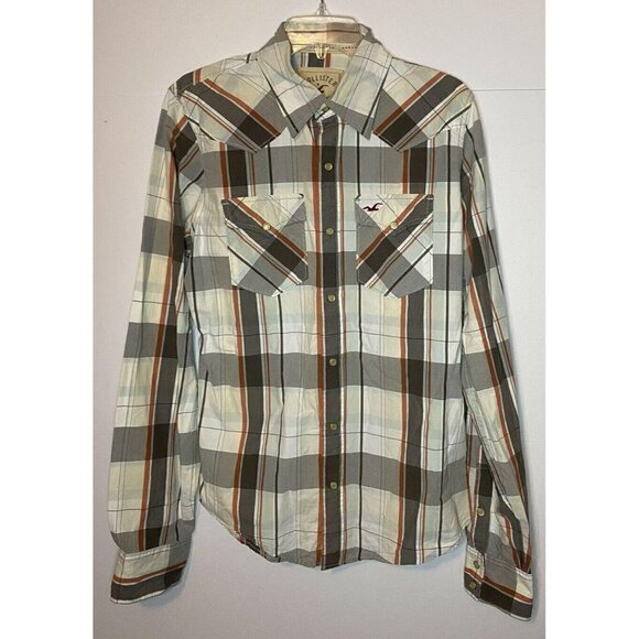 HOLLISTER Sz Small Western Snap Front Shirt Plaid - Picture 1 of 6